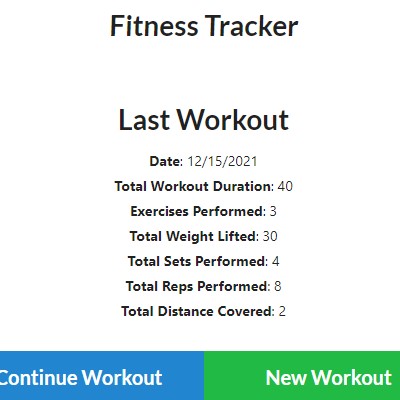 A picture of the Workout Tracker app.